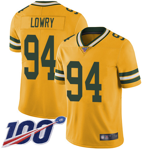 Green Bay Packers Limited Gold Men #94 Lowry Dean Jersey Nike NFL 100th Season Rush Vapor Untouchable->women nfl jersey->Women Jersey